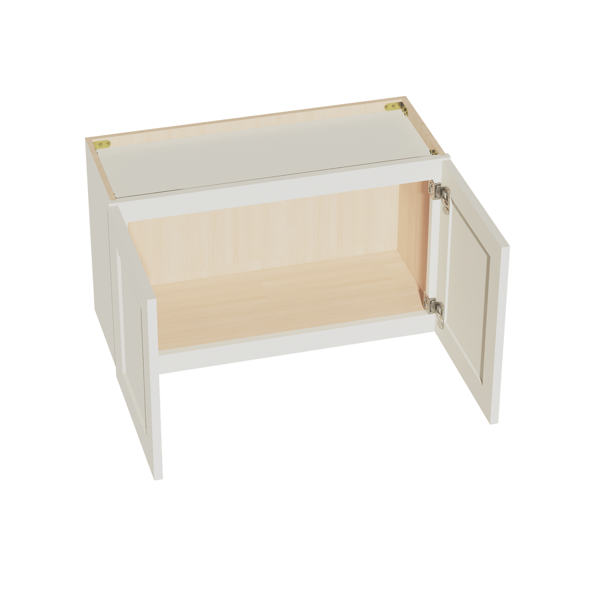TW - W3018: Creamy White Shaker 30"W x 18"H 2 Doors Standard Wall Bridge Cabinet - NextCabinets