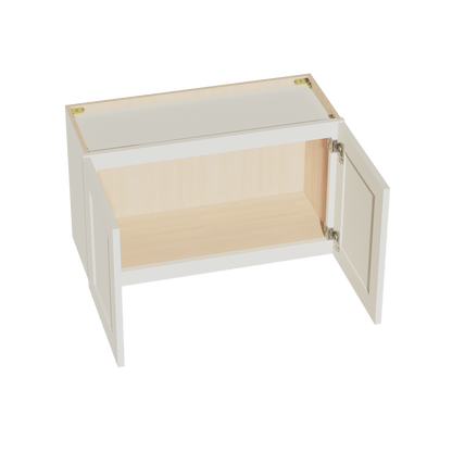 TW - W3018: Creamy White Shaker 30"W x 18"H 2 Doors Standard Wall Bridge Cabinet - NextCabinets
