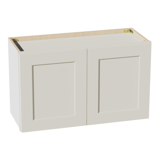 TW - W3018: Creamy White Shaker 30"W x 18"H 2 Doors Standard Wall Bridge Cabinet - NextCabinets