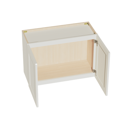 TW - W3021: Creamy White Shaker 30"W x 21"H 2 Doors Standard Wall Bridge Cabinet - NextCabinets