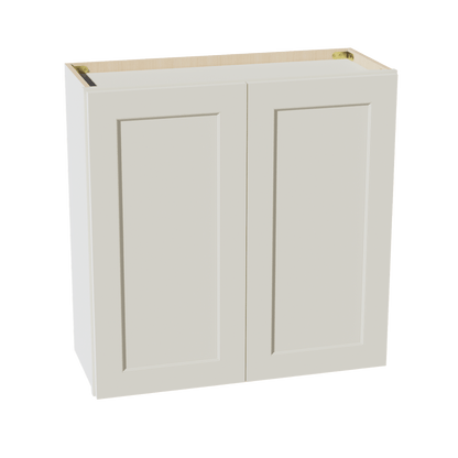 TW - W3030: Creamy White Shaker 30"W x 30"H 2 Doors & 2 Shelves Standard Wall Cabinet - NextCabinets