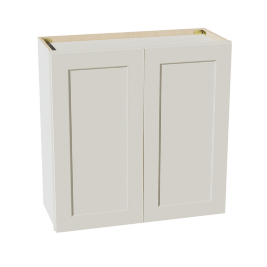 TW - W3030: Creamy White Shaker 30"W x 30"H 2 Doors & 2 Shelves Standard Wall Cabinet - NextCabinets