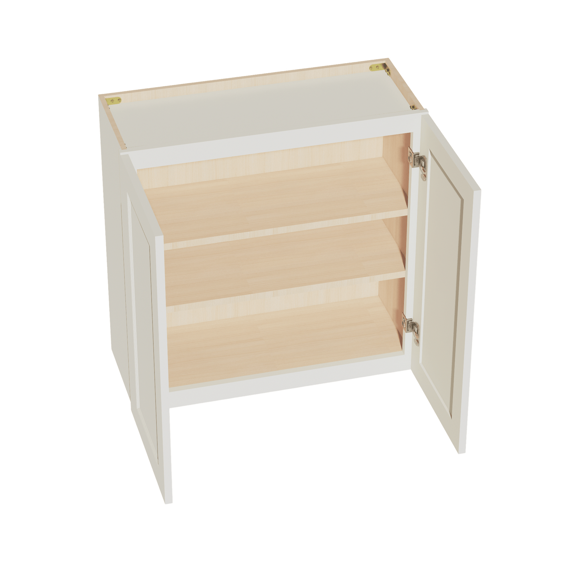 TW - W3030: Creamy White Shaker 30"W x 30"H 2 Doors & 2 Shelves Standard Wall Cabinet - NextCabinets