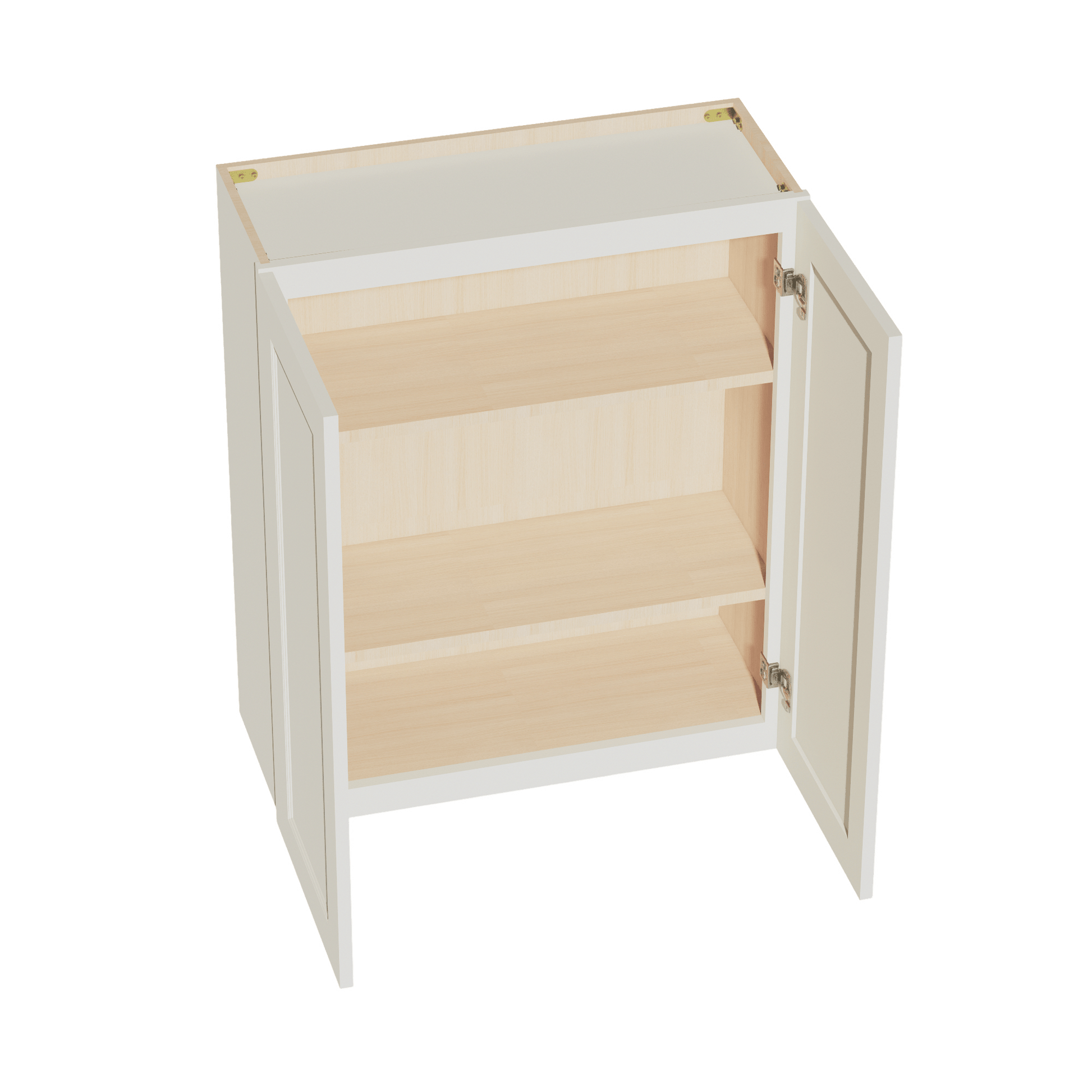 TW - W3036: Creamy White Shaker 30"W x 36"H 2 Doors & 2 Shelves Standard Wall Cabinet - NextCabinets