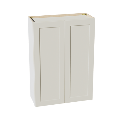 TW - W3042: Creamy White Shaker 30"W x 42"H 2 Doors & 3 Shelves Standard Wall Cabinet - NextCabinets