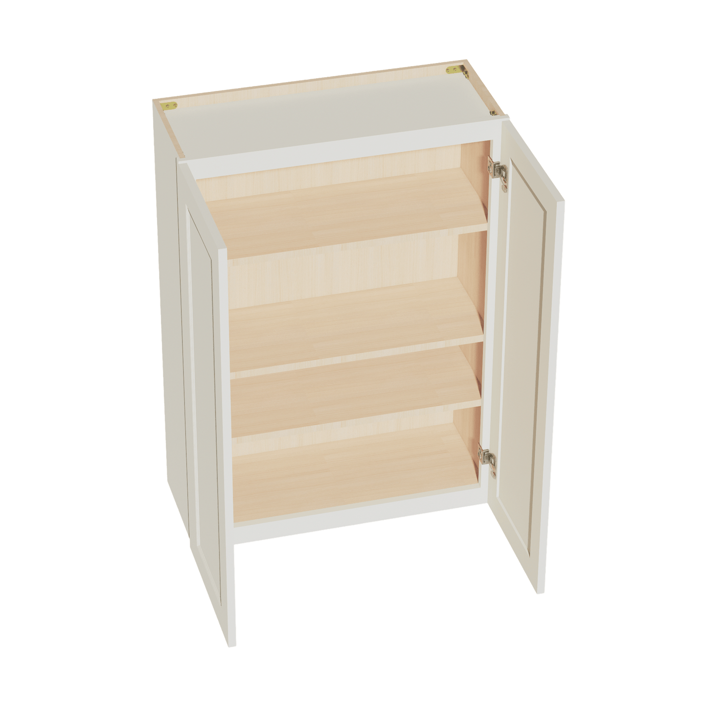 TW - W3042: Creamy White Shaker 30"W x 42"H 2 Doors & 3 Shelves Standard Wall Cabinet - NextCabinets