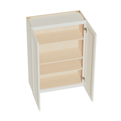TW - W3042: Creamy White Shaker 30"W x 42"H 2 Doors & 3 Shelves Standard Wall Cabinet - NextCabinets