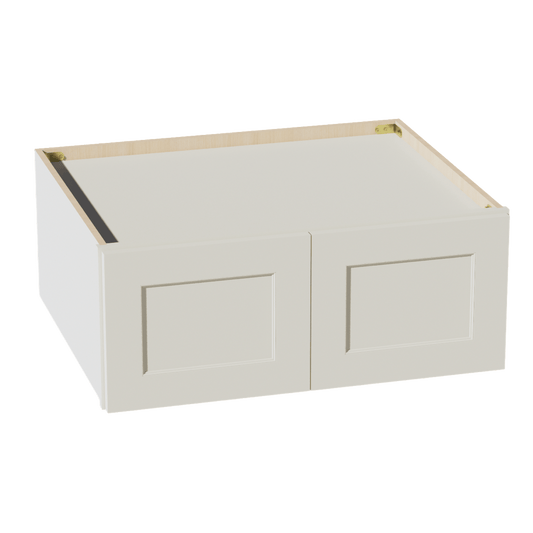 TW - W331224: Creamy White Shaker 33"W x 12"H x 24"D 2 Doors Standard Bridge Wall Cabinet - NextCabinets