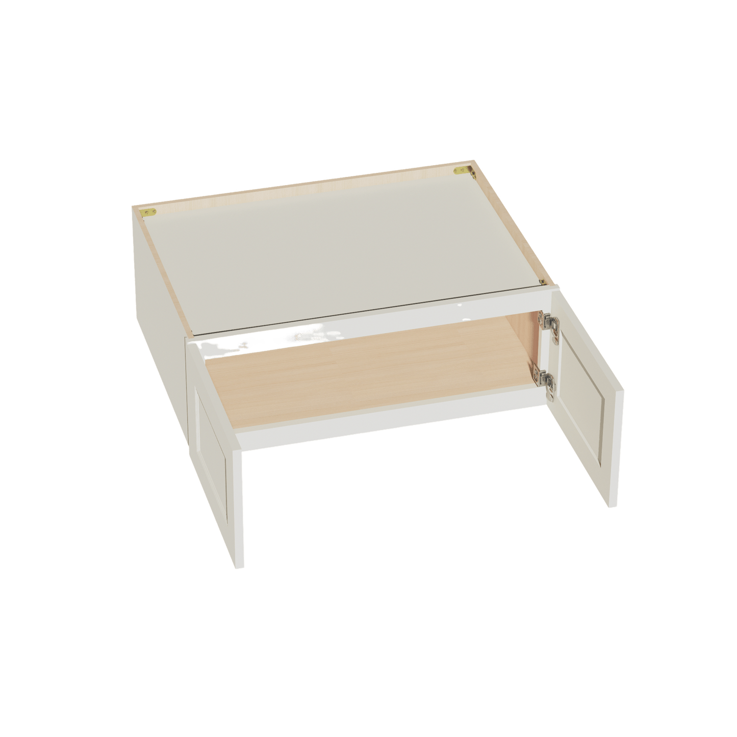 TW - W331224: Creamy White Shaker 33"W x 12"H x 24"D 2 Doors Standard Bridge Wall Cabinet - NextCabinets