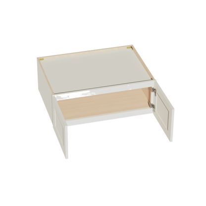 TW - W331224: Creamy White Shaker 33"W x 12"H x 24"D 2 Doors Standard Bridge Wall Cabinet - NextCabinets