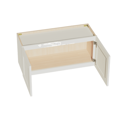TW - W3315: Creamy White Shaker 33"W x 15"H 2 Doors Standard Wall Bridge Cabinet - NextCabinets