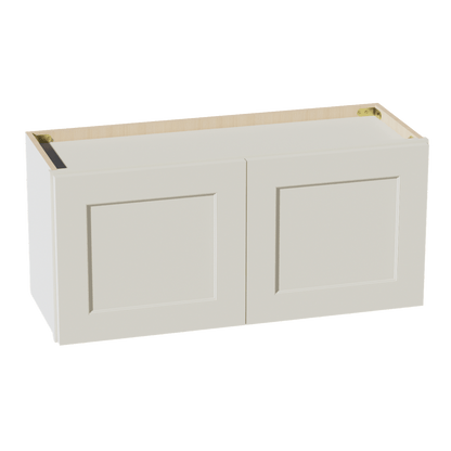 TW - W3315: Creamy White Shaker 33"W x 15"H 2 Doors Standard Wall Bridge Cabinet - NextCabinets