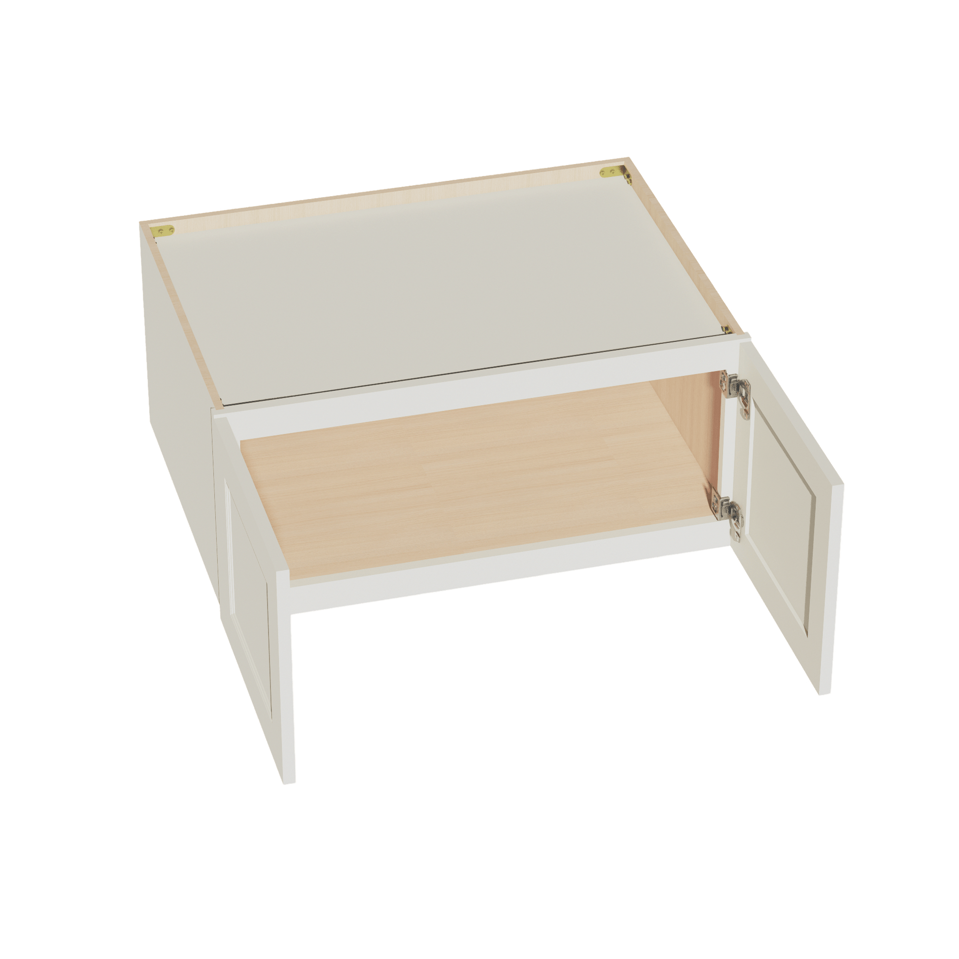 TW - W331524: Creamy White Shaker 33"W x 15"H x 24"D 2 Doors Standard Bridge Wall Cabinet - NextCabinets