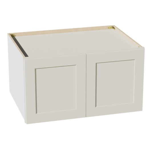 TW - W331824: Creamy White Shaker 33"W x 18"H x 24"D 2 Doors Standard Bridge Wall Cabinet - NextCabinets