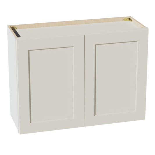 TW - W3324: Creamy White Shaker 33"W x 24"H 2 Doors Standard Wall Bridge Cabinet - NextCabinets