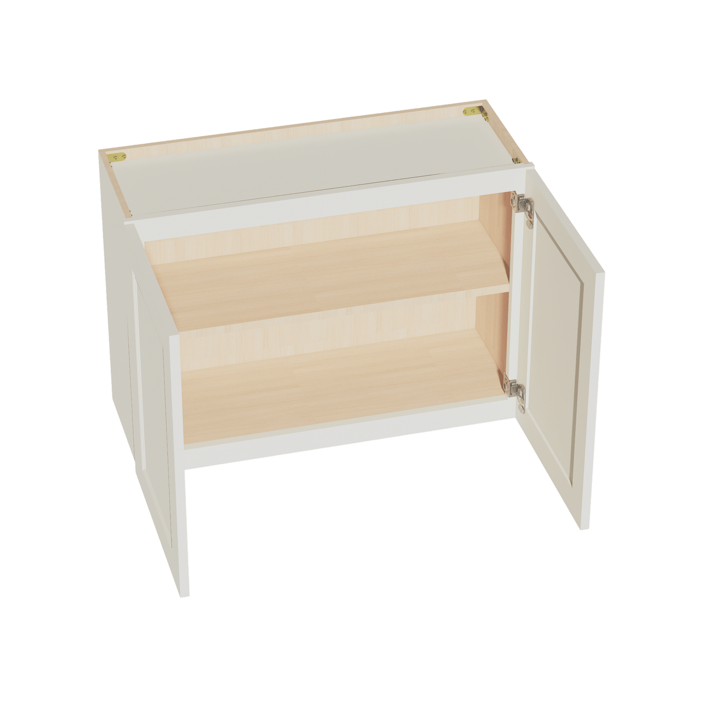 TW - W3324: Creamy White Shaker 33"W x 24"H 2 Doors Standard Wall Bridge Cabinet - NextCabinets