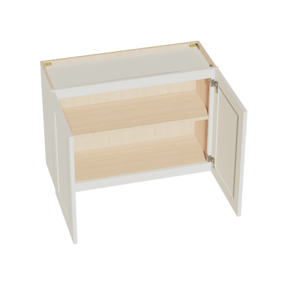 TW - W3324: Creamy White Shaker 33"W x 24"H 2 Doors Standard Wall Bridge Cabinet - NextCabinets