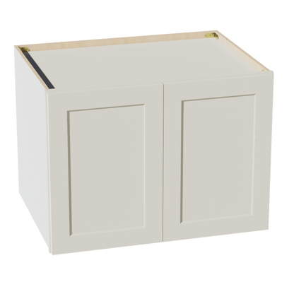 TW - W332424: Creamy White Shaker 33"W x 24"H x 24"D 2 Doors & 1 Shelf Standard Bridge Wall Cabinet - NextCabinets