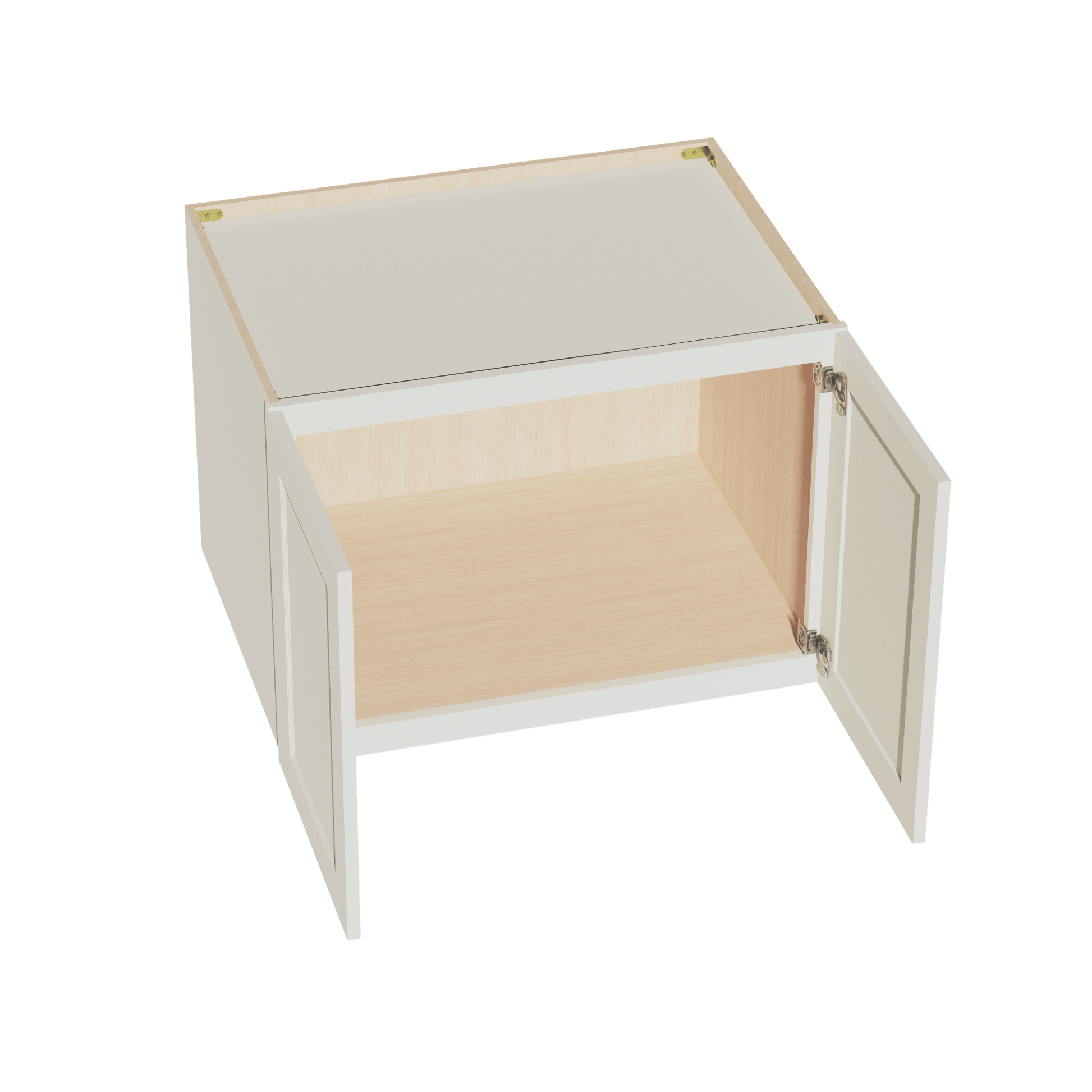 TW - W332424: Creamy White Shaker 33"W x 24"H x 24"D 2 Doors & 1 Shelf Standard Bridge Wall Cabinet - NextCabinets