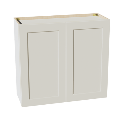 TW - W3330: Creamy White Shaker 33"W x 30"H 2 Doors & 2 Shelves Standard Wall Cabinet - NextCabinets
