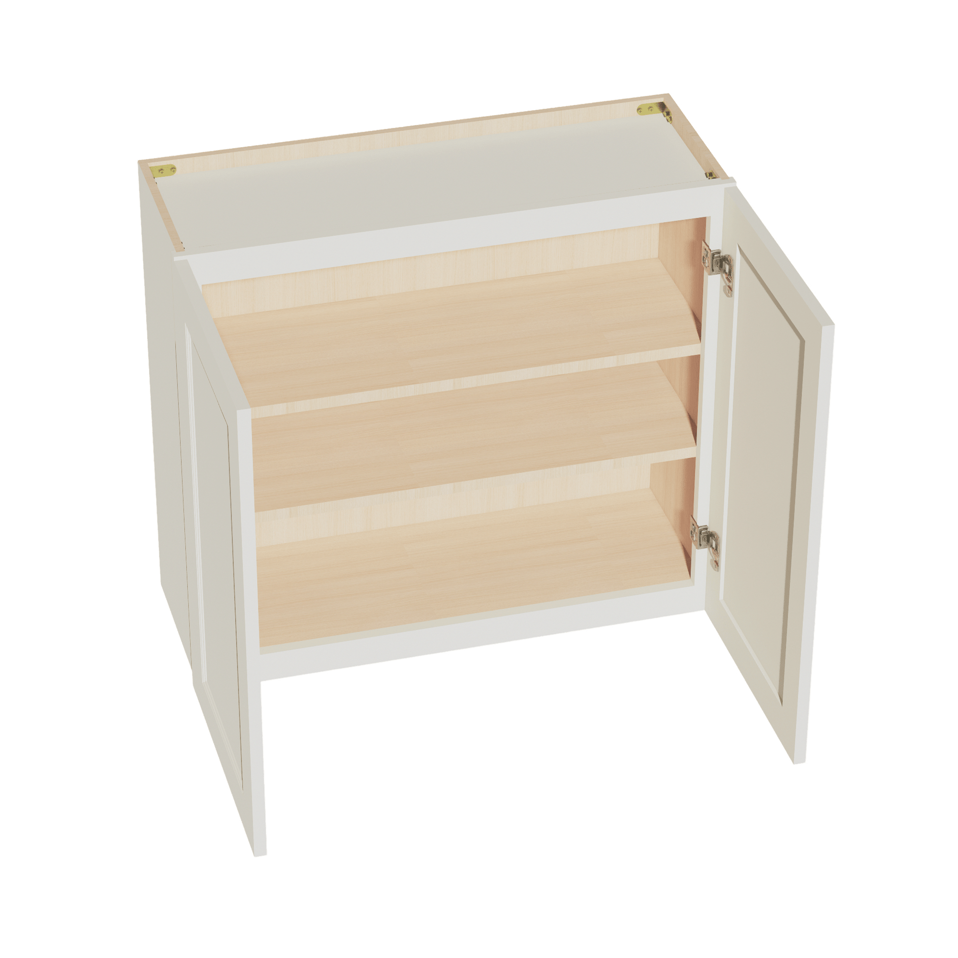 TW - W3330: Creamy White Shaker 33"W x 30"H 2 Doors & 2 Shelves Standard Wall Cabinet - NextCabinets