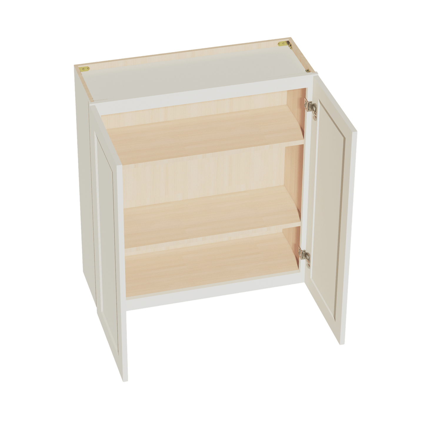 TW - W3336: Creamy White Shaker 33"W x 36"H 2 Doors & 2 Shelves Standard Wall Cabinet - NextCabinets