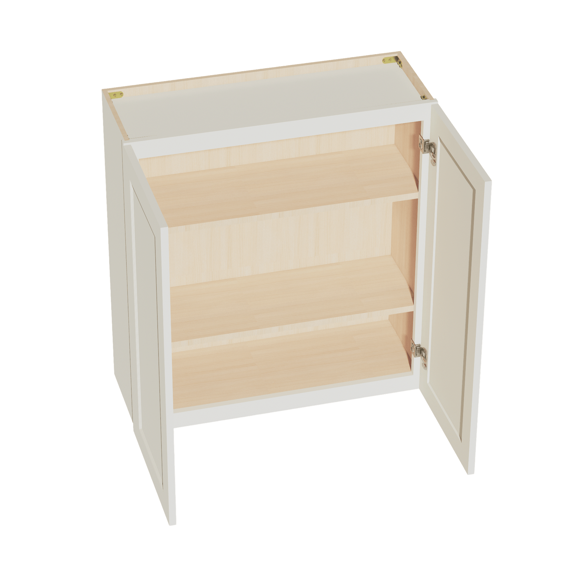 TW - W3336: Creamy White Shaker 33"W x 36"H 2 Doors & 2 Shelves Standard Wall Cabinet - NextCabinets