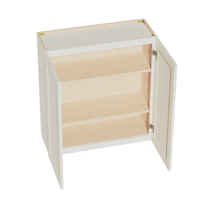 TW - W3336: Creamy White Shaker 33"W x 36"H 2 Doors & 2 Shelves Standard Wall Cabinet - NextCabinets
