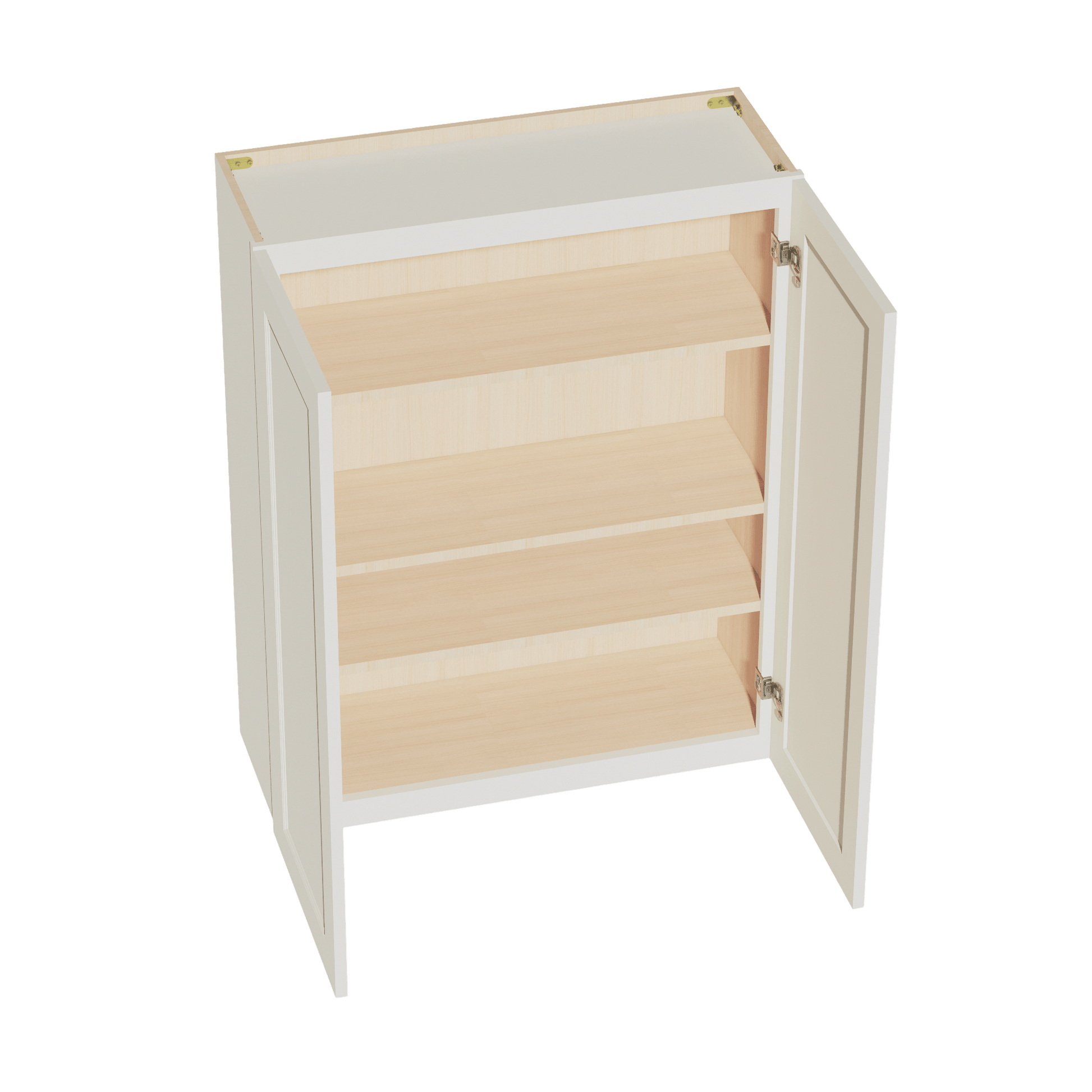 TW - W3342: Creamy White Shaker 33"W x 42"H 2 Doors & 3 Shelves Standard Wall Cabinet - NextCabinets