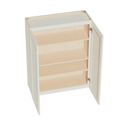 TW - W3342: Creamy White Shaker 33"W x 42"H 2 Doors & 3 Shelves Standard Wall Cabinet - NextCabinets