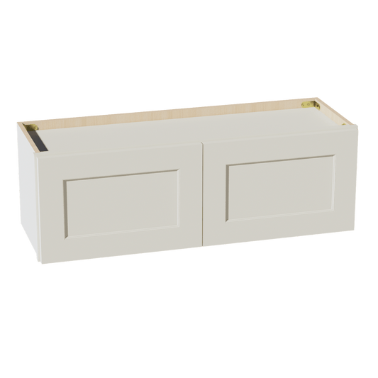 TW - W3612: Creamy White Shaker 36"W x 12"H 2 Doors Standard Wall Bridge Cabinet - NextCabinets