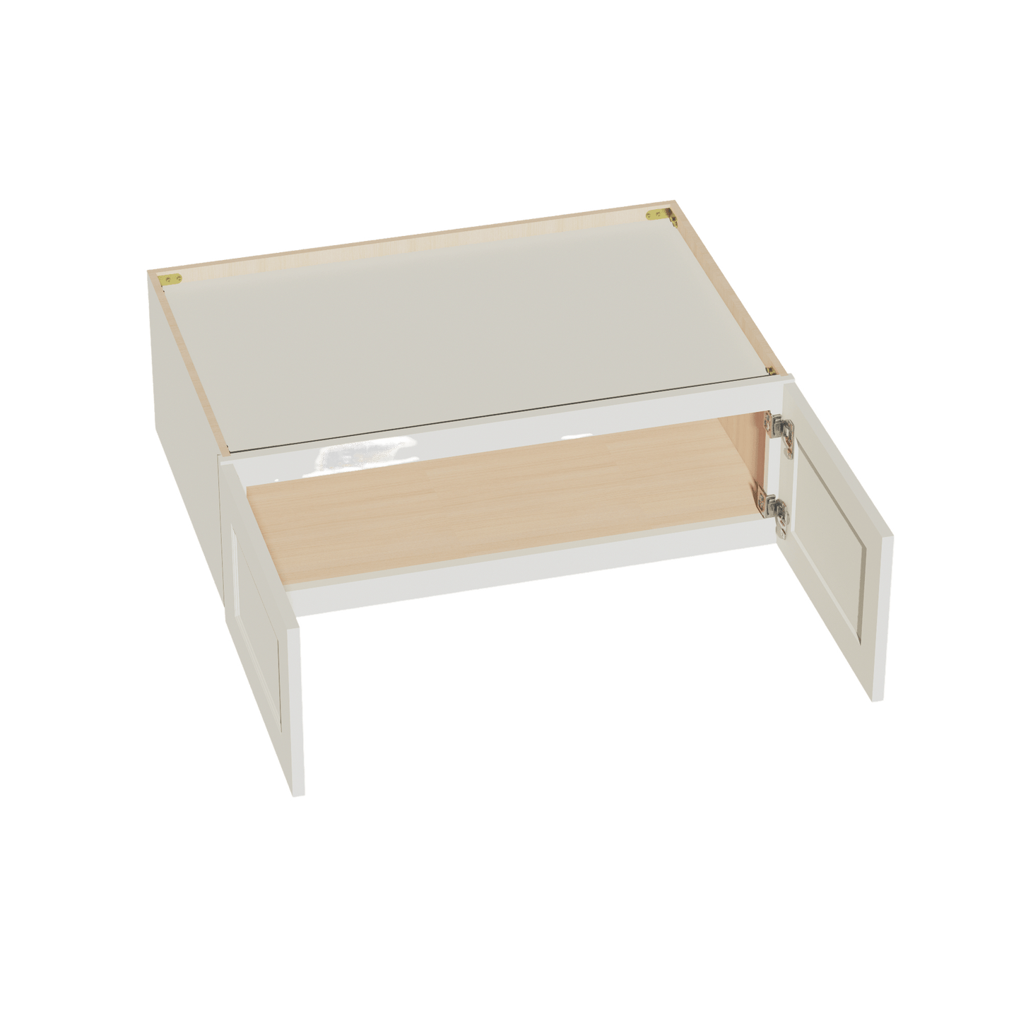 TW - W361224: Creamy White Shaker 36"W x 12"H x 24"D 2 Doors Standard Bridge Wall Cabinet - NextCabinets