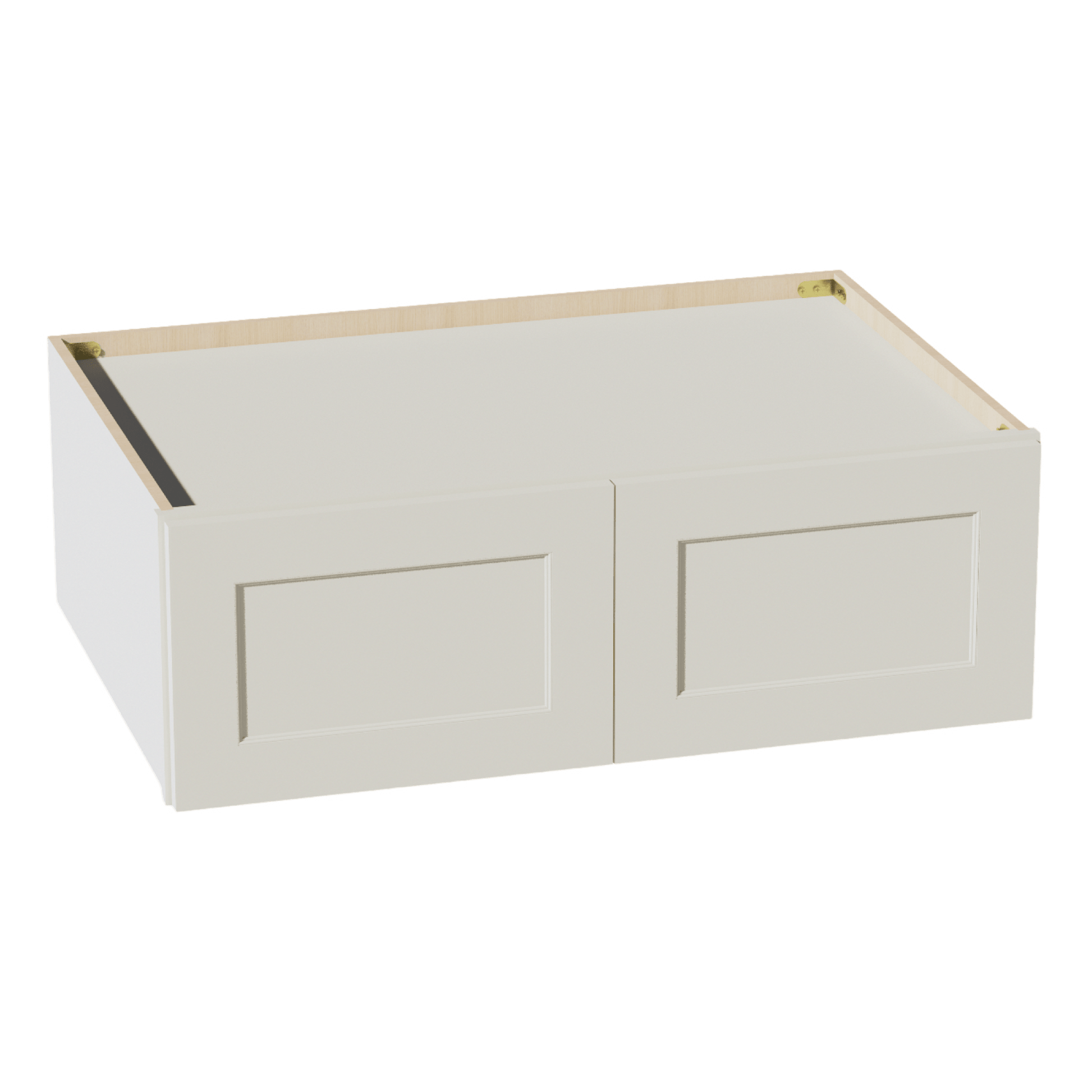 TW - W361224: Creamy White Shaker 36"W x 12"H x 24"D 2 Doors Standard Bridge Wall Cabinet - NextCabinets