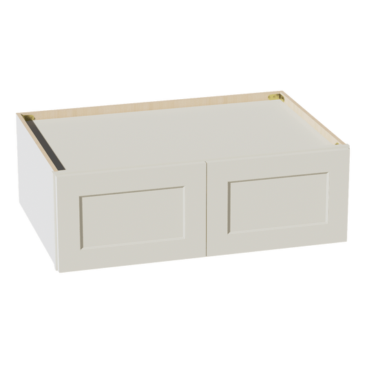 TW - W361224: Creamy White Shaker 36"W x 12"H x 24"D 2 Doors Standard Bridge Wall Cabinet - NextCabinets