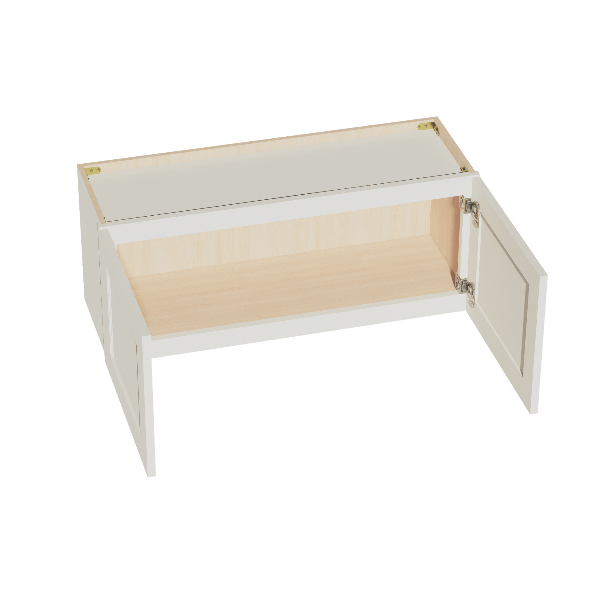 TW - W3615: Creamy White Shaker 36"W x 15"H 2 Doors Standard Wall Bridge Cabinet - NextCabinets
