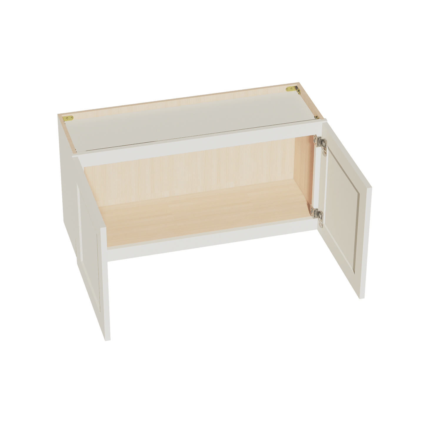 TW - W3618: Creamy White Shaker 36"W x 18"H 2 Doors Standard Wall Bridge Cabinet - NextCabinets