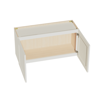 TW - W3618: Creamy White Shaker 36"W x 18"H 2 Doors Standard Wall Bridge Cabinet - NextCabinets