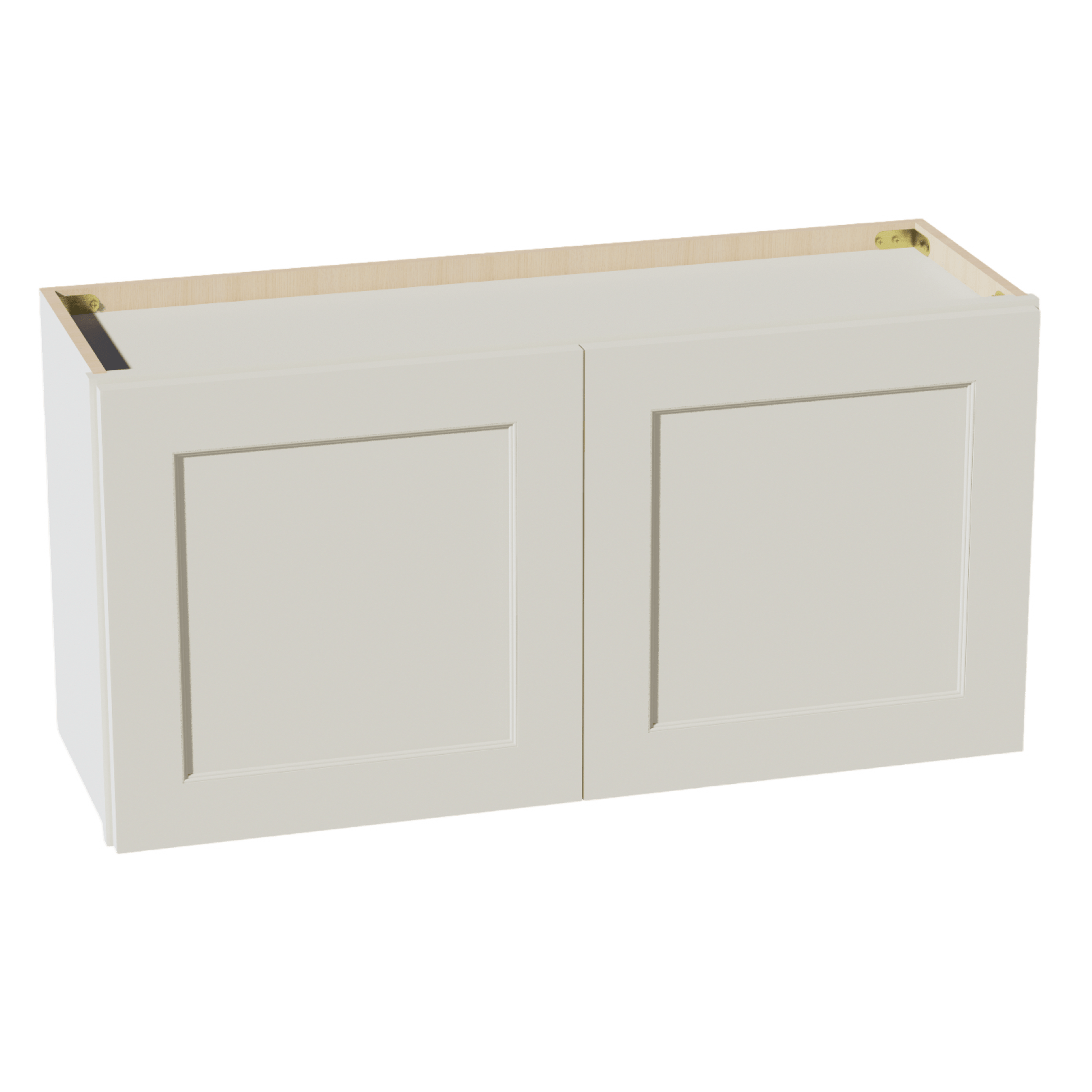 TW - W3618: Creamy White Shaker 36"W x 18"H 2 Doors Standard Wall Bridge Cabinet - NextCabinets