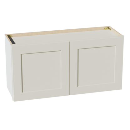 TW - W3618: Creamy White Shaker 36"W x 18"H 2 Doors Standard Wall Bridge Cabinet - NextCabinets