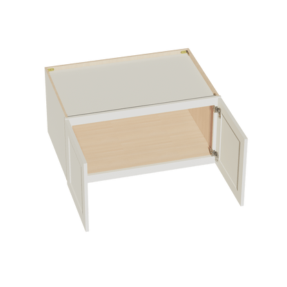 TW - W361824: Creamy White Shaker 36"W x 18"H x 24"D 2 Doors Standard Bridge Wall Cabinet - NextCabinets