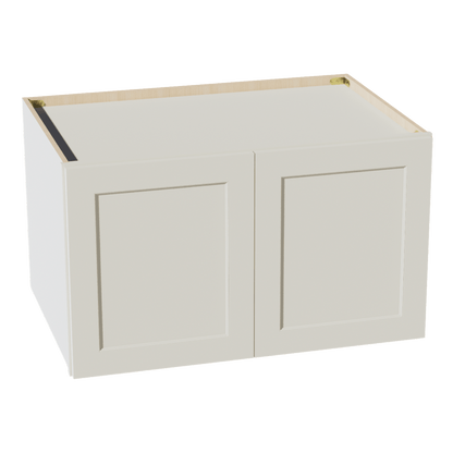 TW - W362124: Creamy White Shaker 36"W x 21"H x 24"D 2 Doors & 1 Shelf Standard Bridge Wall Cabinet - NextCabinets