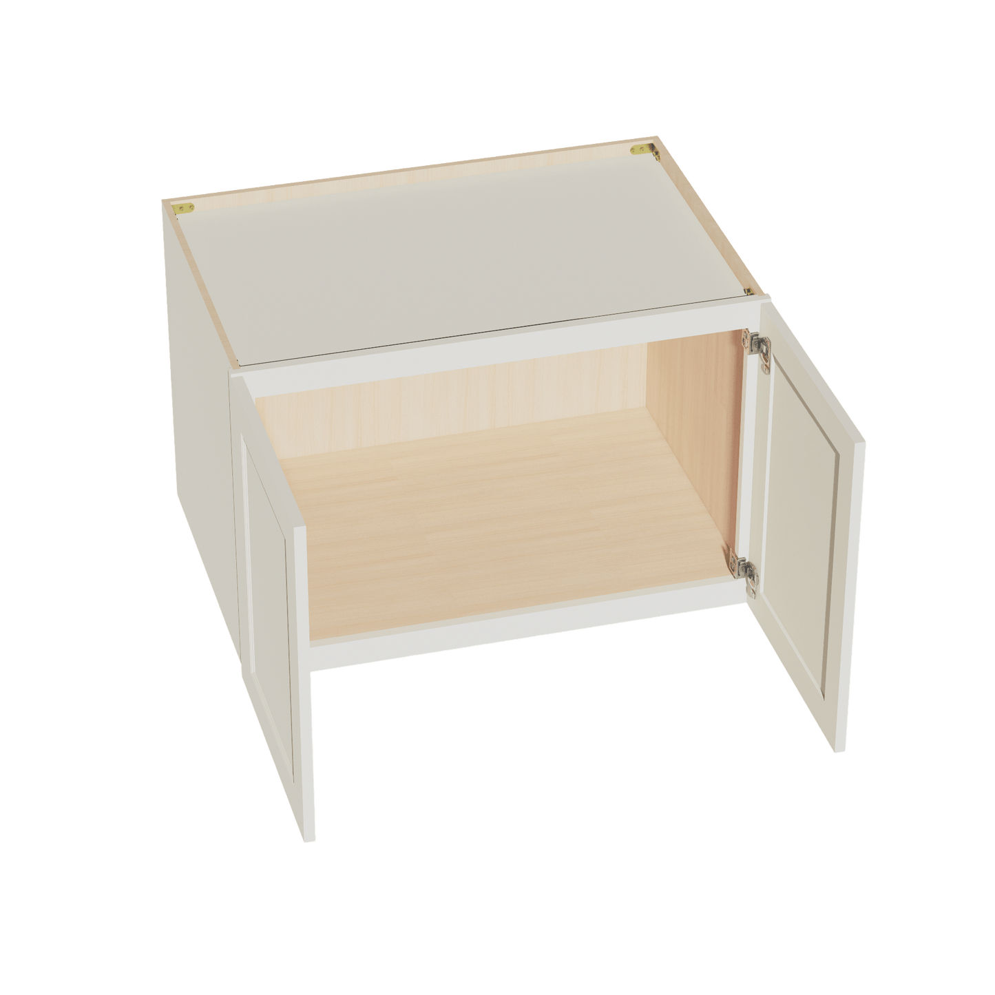 TW - W362424: Creamy White Shaker 36"W x 24"H x 24"D 2 Doors & 1 Shelf Standard Bridge Wall Cabinet - NextCabinets