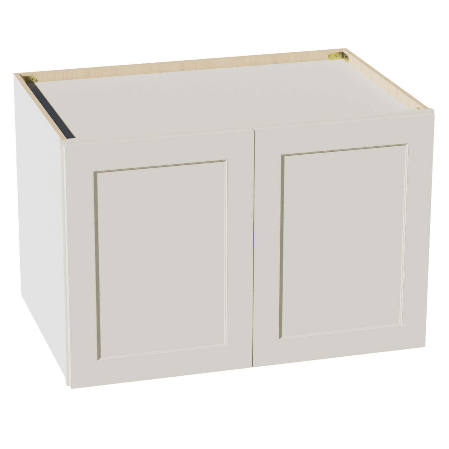TW - W362424: Creamy White Shaker 36"W x 24"H x 24"D 2 Doors & 1 Shelf Standard Bridge Wall Cabinet - NextCabinets