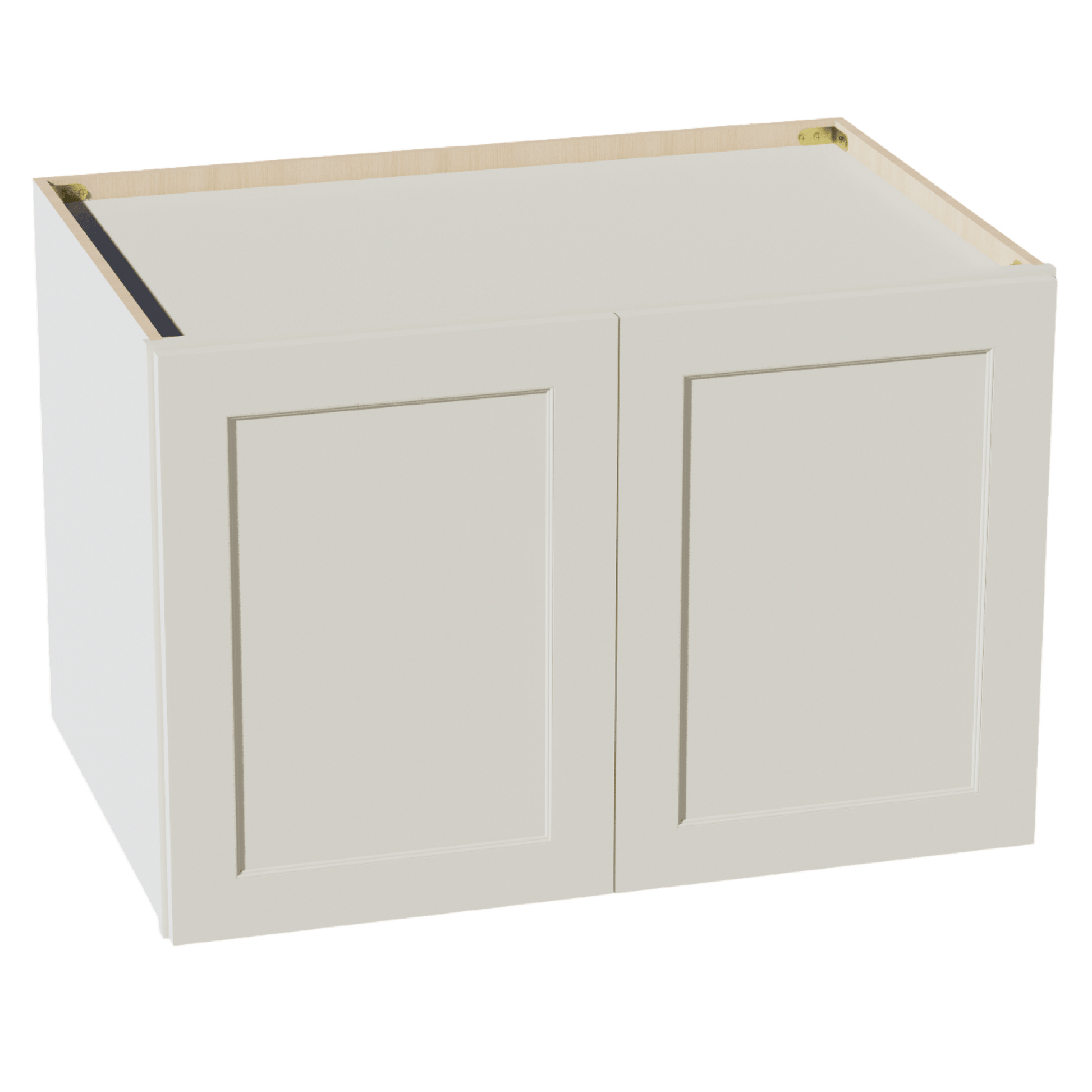 TW - W362424: Creamy White Shaker 36"W x 24"H x 24"D 2 Doors & 1 Shelf Standard Bridge Wall Cabinet - NextCabinets