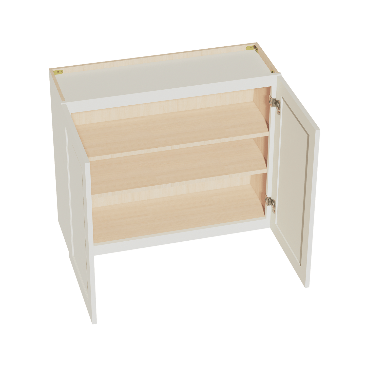 TW - W3630: Creamy White Shaker 36"W x 30"H 2 Doors & 2 Shelves Standard Wall Cabinet - NextCabinets