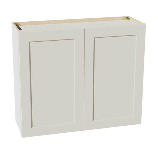 TW - W3630: Creamy White Shaker 36"W x 30"H 2 Doors & 2 Shelves Standard Wall Cabinet - NextCabinets