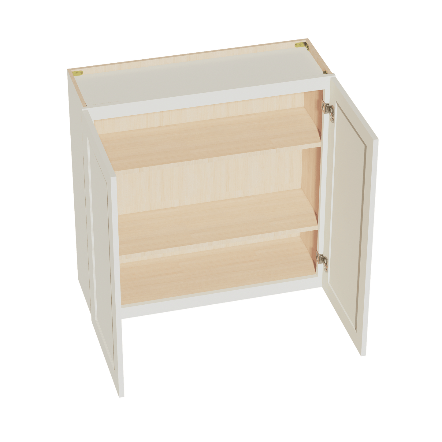 TW - W3636: Creamy White Shaker 36"W x 36"H 2 Doors & 2 Shelves Standard Wall Cabinet - NextCabinets