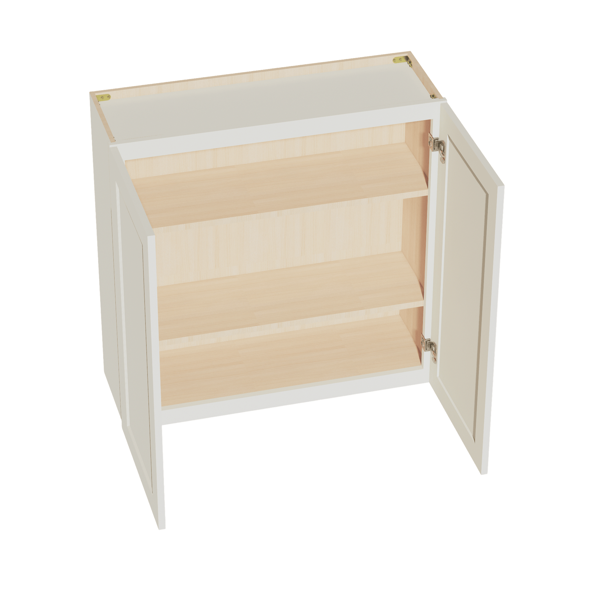 TW - W3636: Creamy White Shaker 36"W x 36"H 2 Doors & 2 Shelves Standard Wall Cabinet - NextCabinets