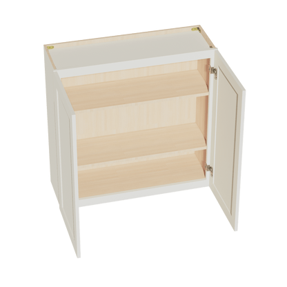 TW - W3636: Creamy White Shaker 36"W x 36"H 2 Doors & 2 Shelves Standard Wall Cabinet - NextCabinets