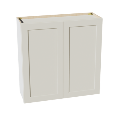 TW - W3636: Creamy White Shaker 36"W x 36"H 2 Doors & 2 Shelves Standard Wall Cabinet - NextCabinets